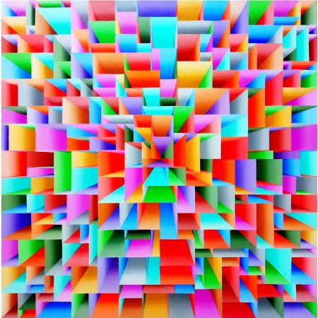 Urban Chorus Acrylic Canvas Painting by Artist Samba Prasad 18 x 18 inch